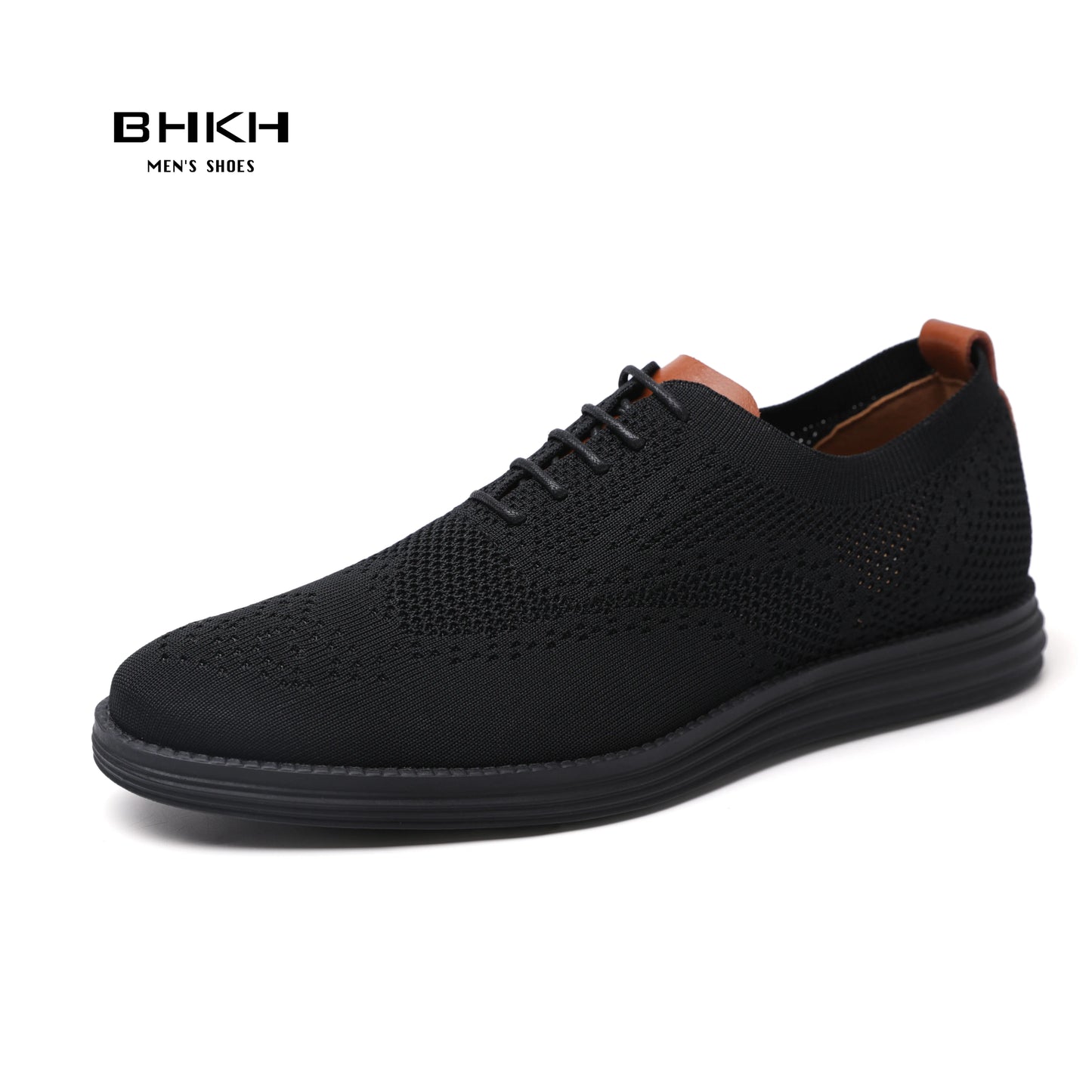 BHKH Breathable Knitted Mesh Casual Shoes Lightweight Smart Casual Shoes Office Work Footwear Men Shoes