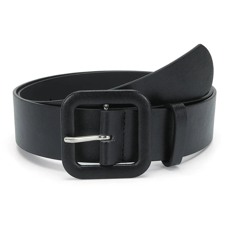 Vintage Square Pin Buckle Coat Dress Women's Waist Belts New Fashion Ladies Candy Color Wide Belts For Girls
