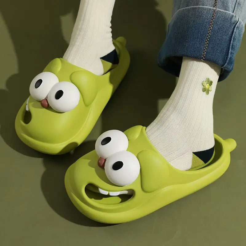 Funny Cartoon Dog Slippers Women Summer New Hollow Out Thick Sole Anti-slip PVC Slippers Shoes for Women Zapatos De Mujer