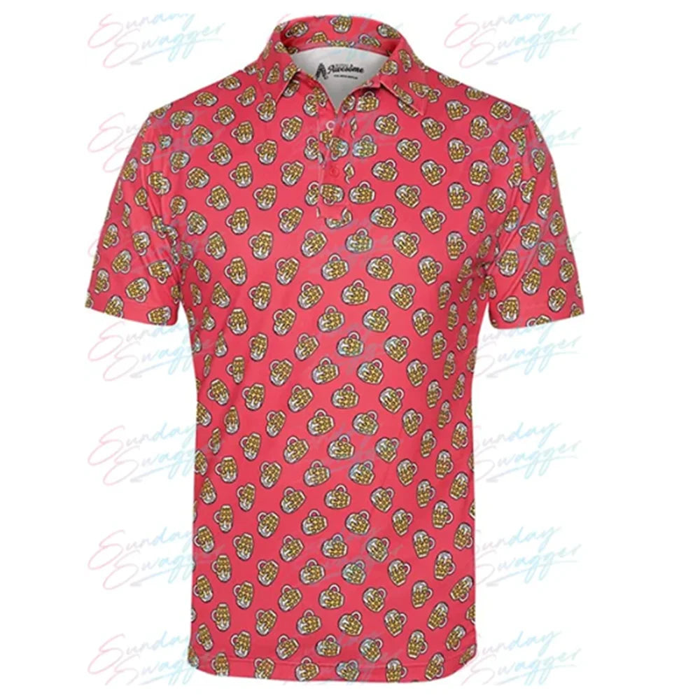 Domineering men's fashion printed golf POLO shirt short sleeve outdoor golf shirt casual T-shirt in summer