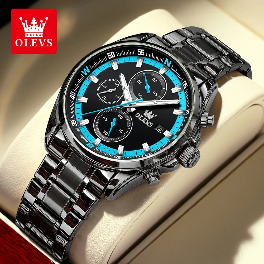 OLEVS Quartz Men's Watch Top Class Classic Stainless Steel Waterproof Luminous Watch Fashion Luxury Multifunctional Men's Watch