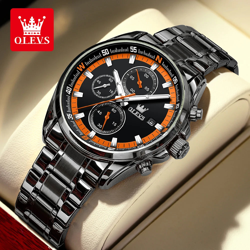 OLEVS Quartz Men's Watch Top Class Classic Stainless Steel Waterproof Luminous Watch Fashion Luxury Multifunctional Men's Watch