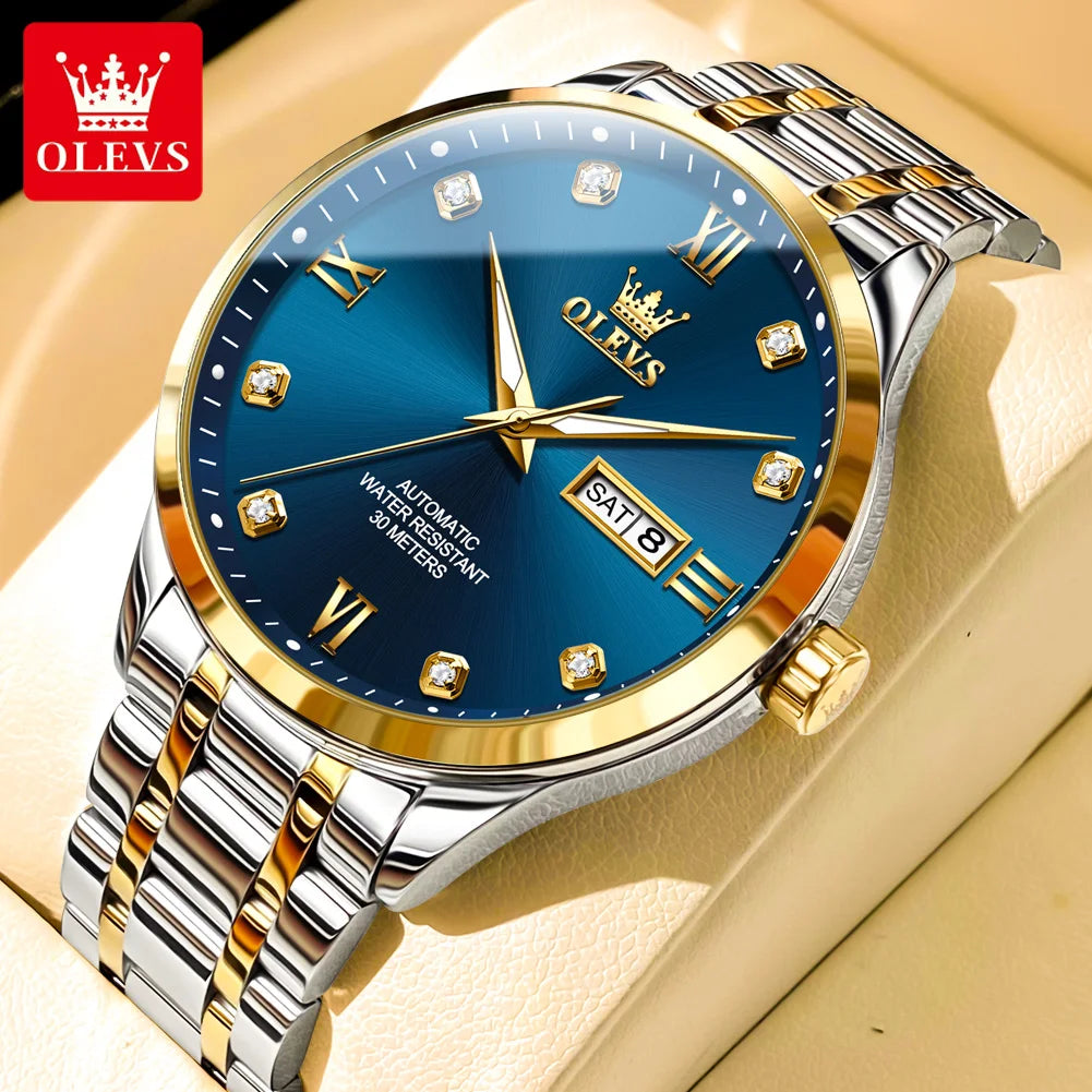 OLEVS 9946 Luxury Men's Watch Classic Brand Automatic Mechanical Watch High Quality Diamond Waterproof Luminous Date Men Watch