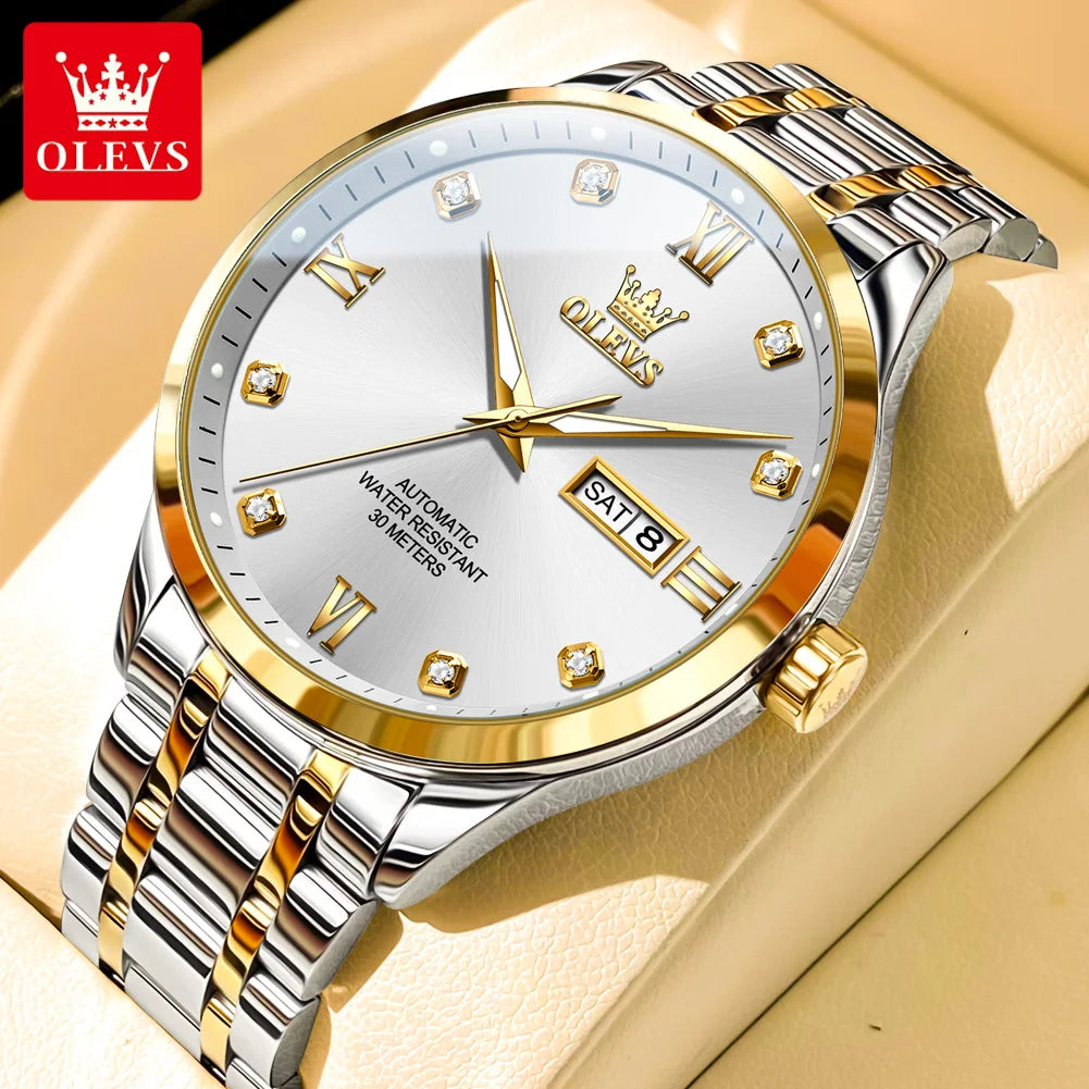 OLEVS 9946 Luxury Men's Watch Classic Brand Automatic Mechanical Watch High Quality Diamond Waterproof Luminous Date Men Watch