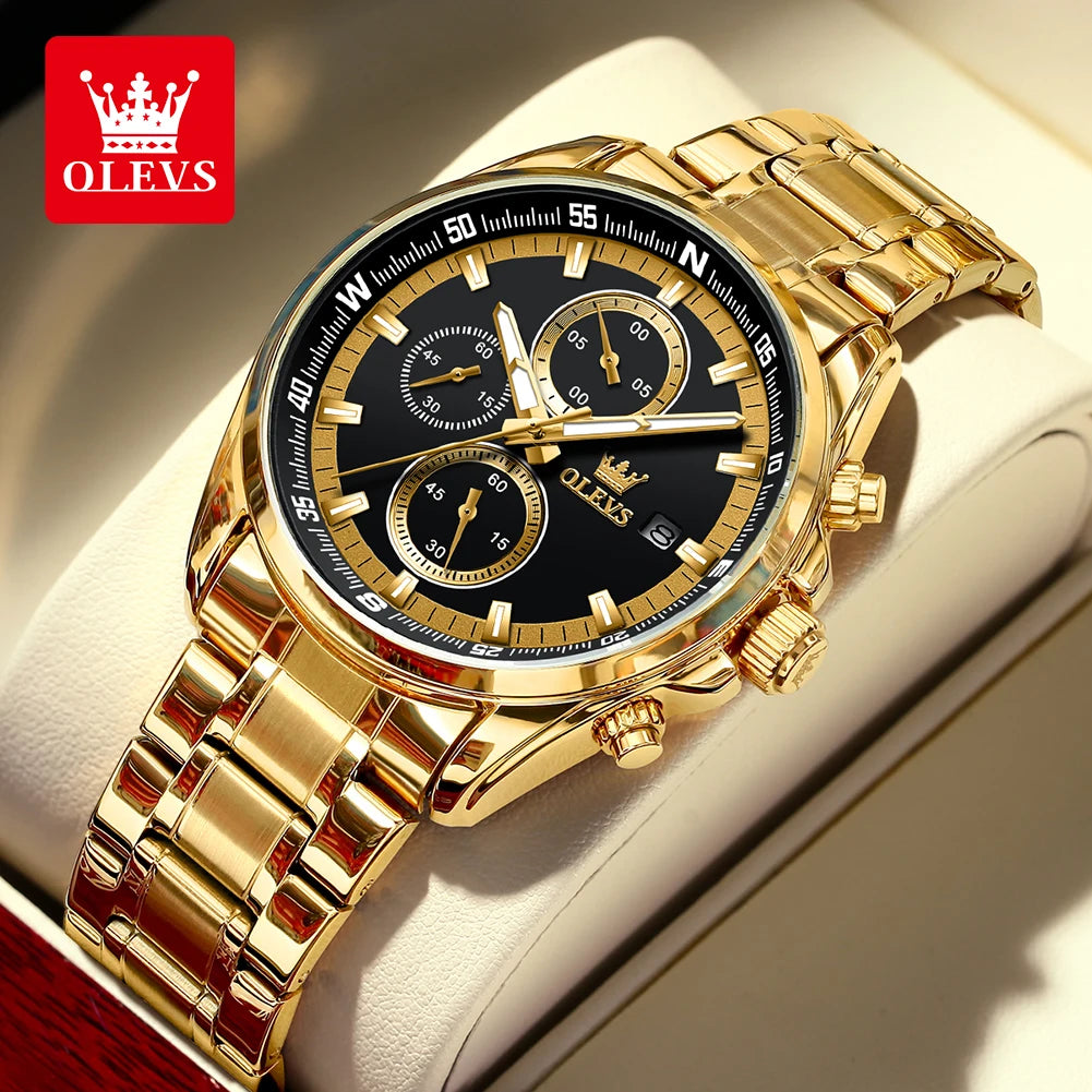 OLEVS Quartz Men's Watch Top Class Classic Stainless Steel Waterproof Luminous Watch Fashion Luxury Multifunctional Men's Watch