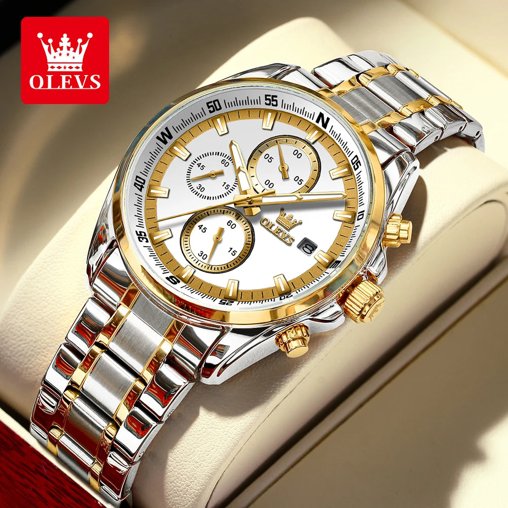 OLEVS Quartz Men's Watch Top Class Classic Stainless Steel Waterproof Luminous Watch Fashion Luxury Multifunctional Men's Watch