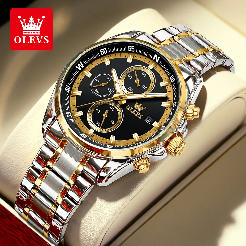 OLEVS Quartz Men's Watch Top Class Classic Stainless Steel Waterproof Luminous Watch Fashion Luxury Multifunctional Men's Watch