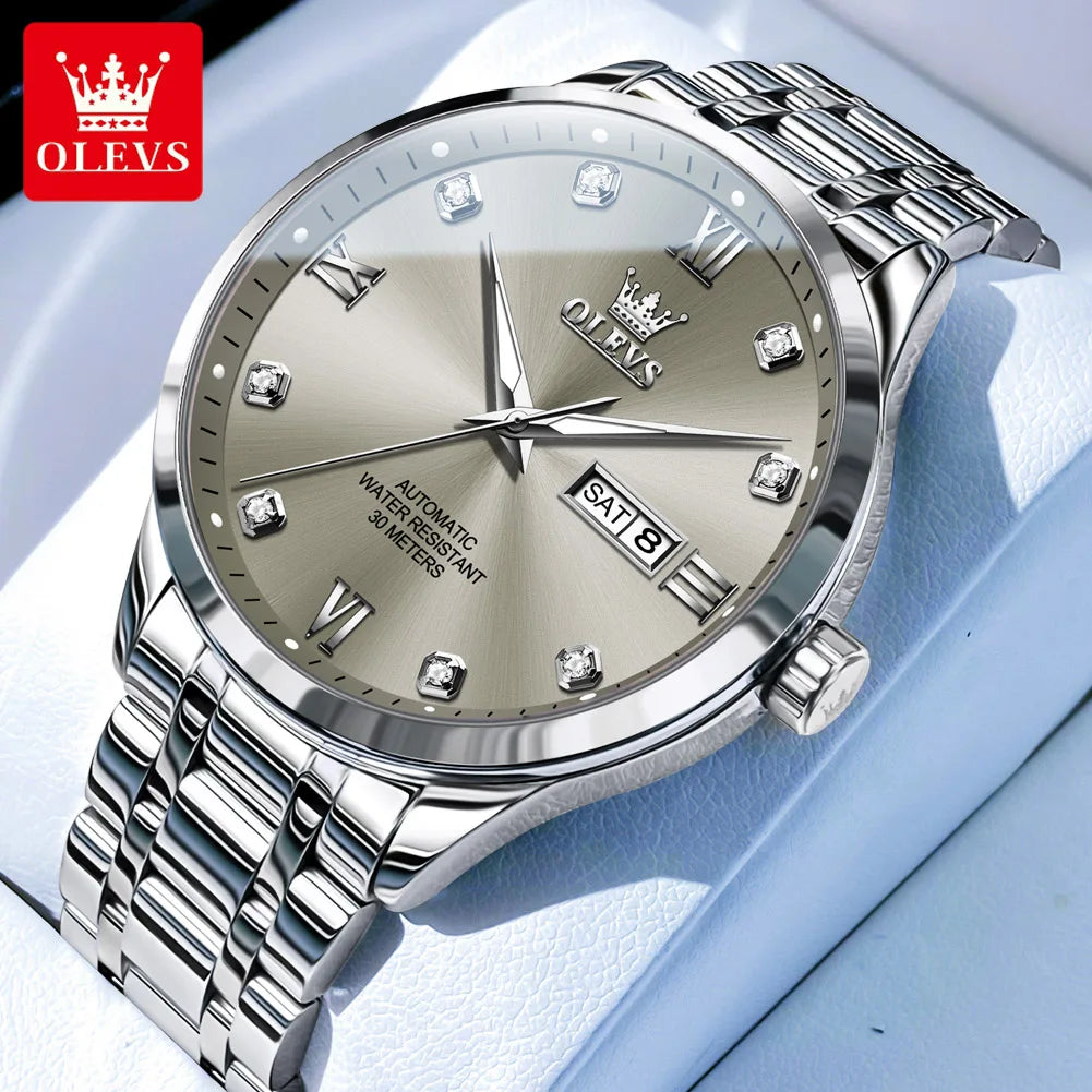 OLEVS 9946 Luxury Men's Watch Classic Brand Automatic Mechanical Watch High Quality Diamond Waterproof Luminous Date Men Watch