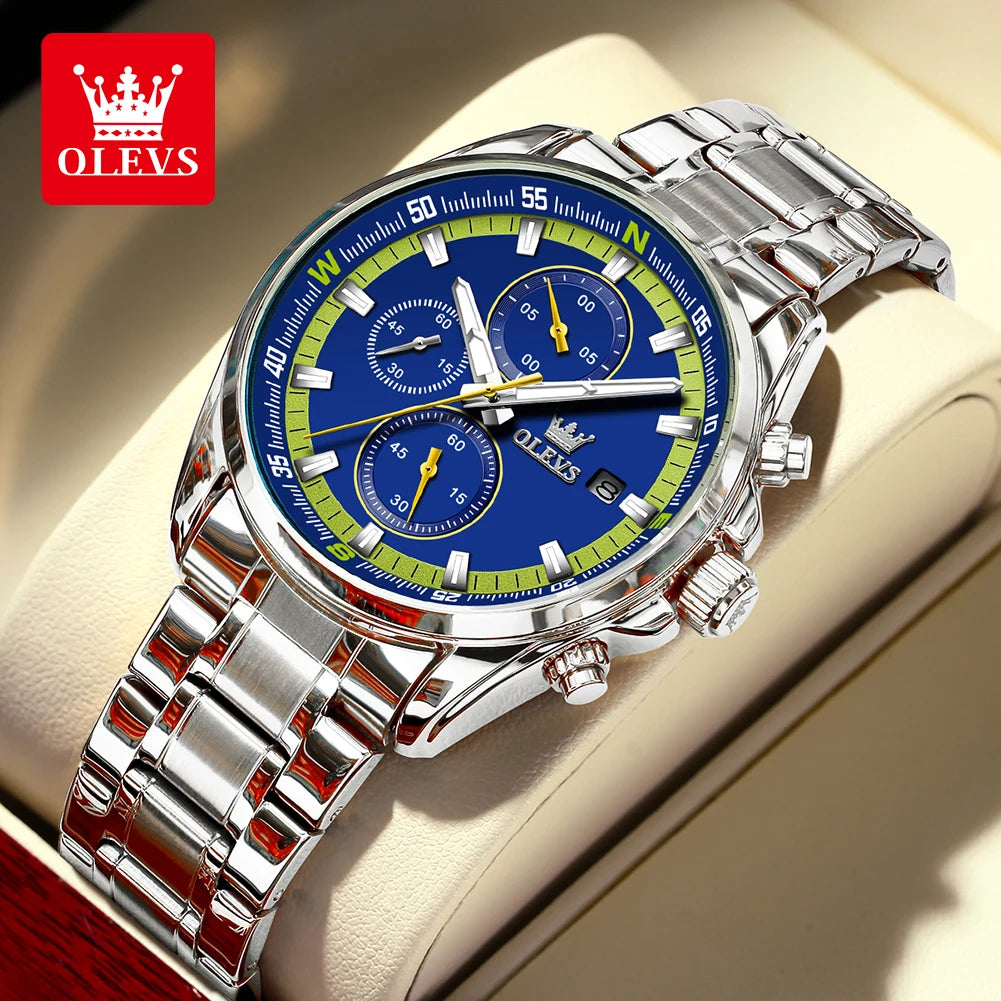 OLEVS Quartz Men's Watch Top Class Classic Stainless Steel Waterproof Luminous Watch Fashion Luxury Multifunctional Men's Watch