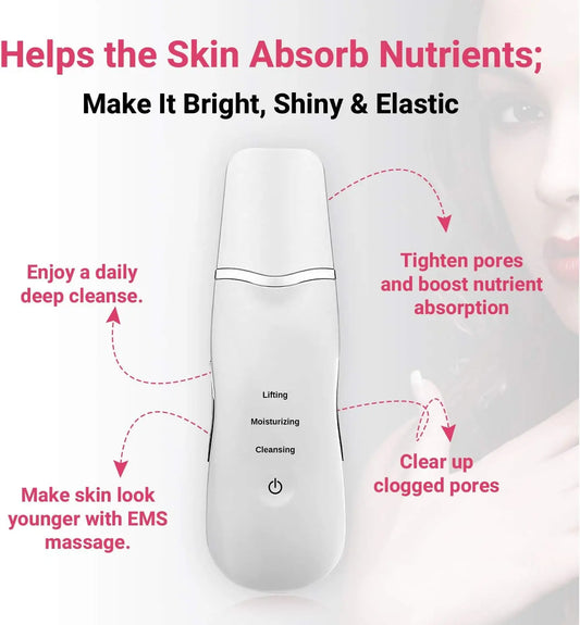 Ultrasonic Face Cleaning Skin Scrubber Cleanser Vibration Blackhead Removal Tool Cleansing Deep Facial Pore Peeling Machine