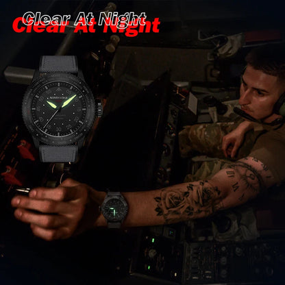 NORTH EDGE 2024 MACH Solar Power Quartz watch Men Waterproof 50M Men's Pilot Sports Wristwatches Luminous Enviormentally Clock