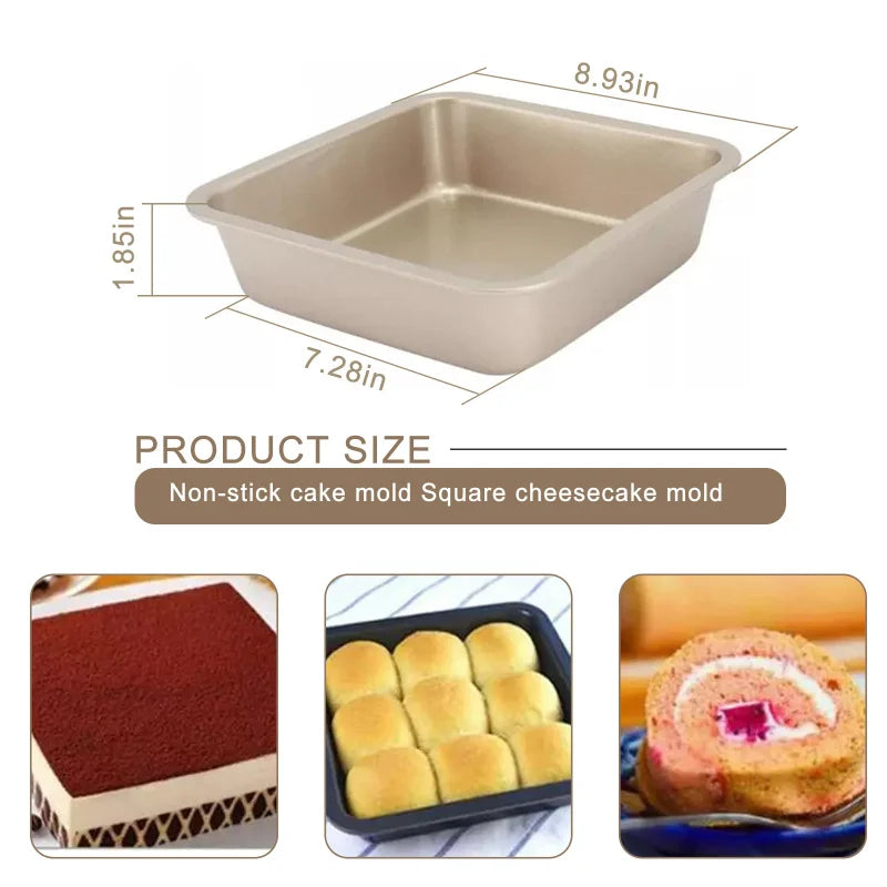 7.5 Inch Square Baking Tray Non-Stick Carbon Steel Toast Plate Cake Bread Baguette Oven Bakeware Pie Pizza Cake Mold Baking Pan