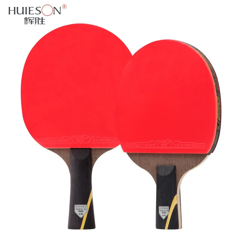 Huieson 6 Star Carbon Fiber Blade Table Tennis Racket Double Face Pimples Ping Pong Paddle Racket Set