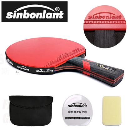 Professional Tennis Table Racket Short Long Handle Carbon Blade Rubber With Double Face Pimples In Ping Pong Rackets With Case