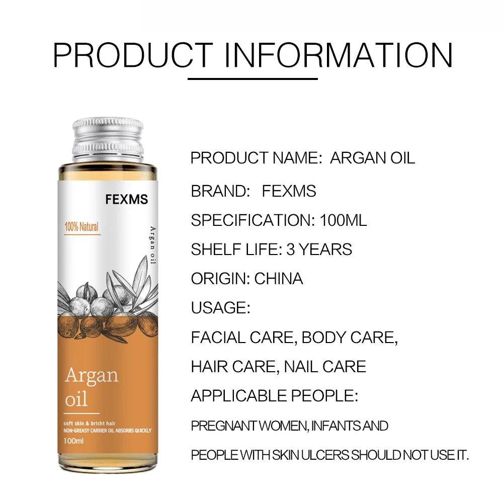 Organic Argan Oil 100% Pure Cold Pressed Virgin Premium Grade For Dry & Damaged Skin, Hair, Face, Body, Scalp & Nails