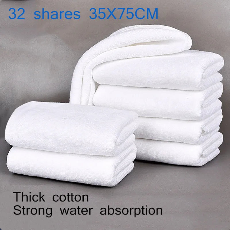 100% cotton thickened white towel jacquard soft bamboo fiber towel strengthen absorbent white towel for home hotel beauty salon