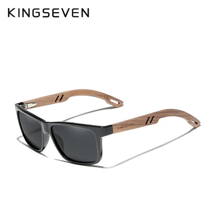 KINGSEVEN 100% Polarized Vintage Men Wooden Sunglasses Wood UV400 Protection Fashion Square Sun glasses Women Gafas De sol