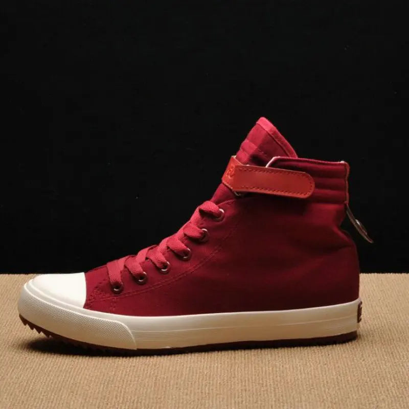 Fashion New Men Light Breathable Canvas Casual All Black white Red High top Solid Color Sneakers Shoes flats 445