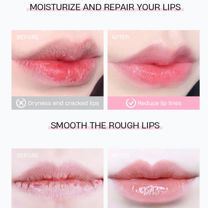 LAIKOU Cherry Blossom Lip Serum Mask Dry Crack Peeling Repair Reduce Lip Fine Lines Essence Moisturizing Sakura Beauty Care 8g