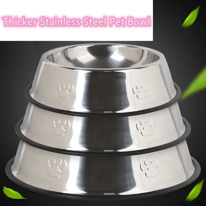 Quality Paw Stainless Steel Pet Dog Bowl Feeder Skidproof Anti-ant Shape Cat Dog Bowls Food Accessories Pet Supplies 6 Sizes