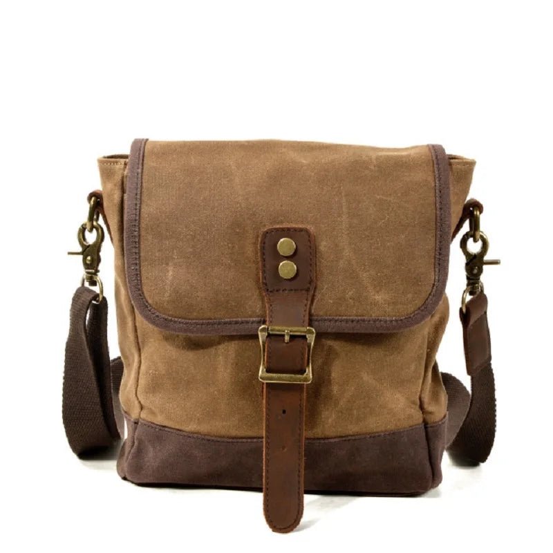 Oil Wax Canvas Leather Crossbody Bag Unisex Military Vintage Messenger Bags Shoulder Bag for men Casual Travel Bags