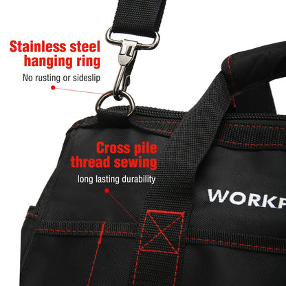 WORKPRO Tool Bag, Portable Waterproof Electrician Bag Multifunction Canvas Tool Organizer for Repair Installation HVAC