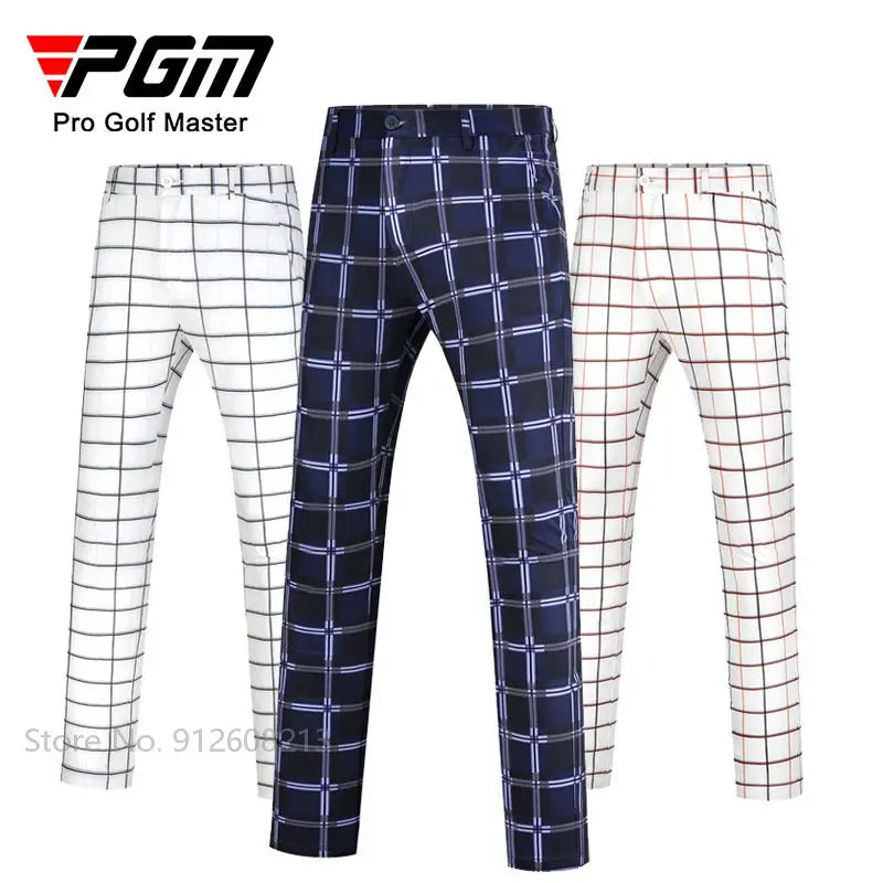 Pgm Men Waterproof Golf Pant Male Elastic Golf Pants Outdoor Casual Plaid Trousers Man Breathable Fitness Sports Sweatpants