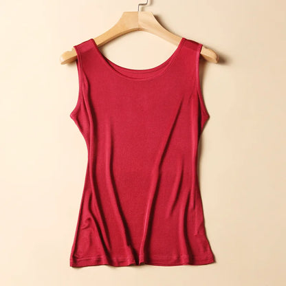 50% Pure Silk Tank top undershirt women sleeveless top shirt vest camisoles summer bottoming mujer