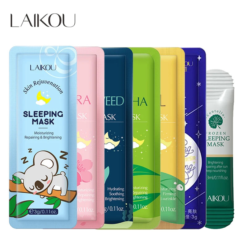 LAIKOU 7pcs Moisturizing Facial Mask Hydrating Sleeping Face Sheet Masks Repairing & Nourishing Night Face Mask Skin Care