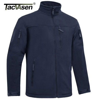 TACVASEN Winter Fleece Jacket Mens Zipper Pockets Work Jacket Thermal Warm Full Zip Fishing Hiking Coats Outwear Man Windbreaker