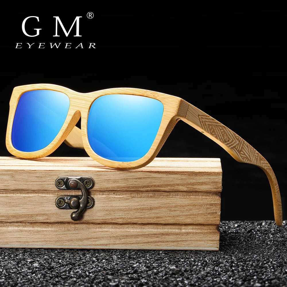 GM New Brand Design Handmade Natural Wooden Bamboo Sunglasses Luxury Sunglasses Polarized Wooden Oculos de sol masculino