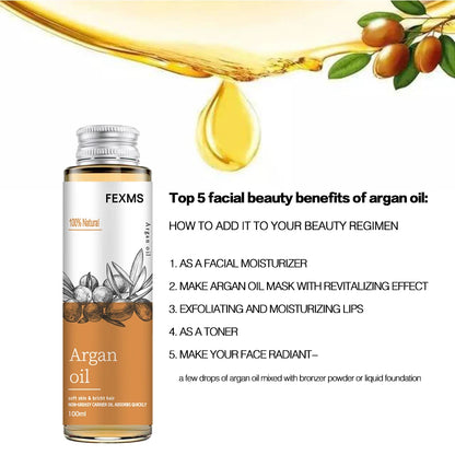 Organic Argan Oil 100% Pure Cold Pressed Virgin Premium Grade For Dry & Damaged Skin, Hair, Face, Body, Scalp & Nails