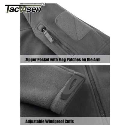 TACVASEN Winter Fleece Jacket Mens Zipper Pockets Work Jacket Thermal Warm Full Zip Fishing Hiking Coats Outwear Man Windbreaker