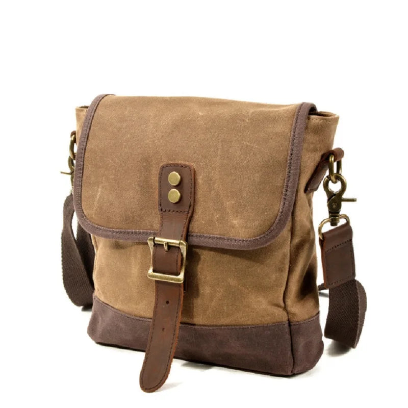 Oil Wax Canvas Leather Crossbody Bag Unisex Military Vintage Messenger Bags Shoulder Bag for men Casual Travel Bags