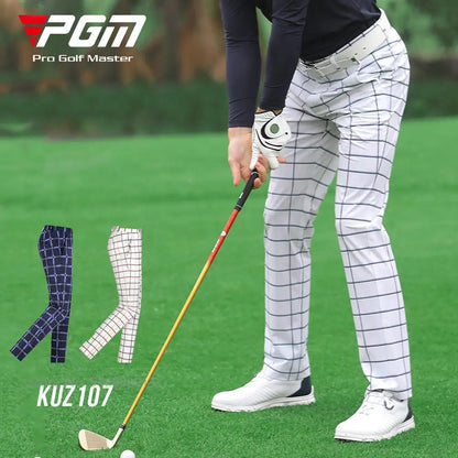 Pgm Men Waterproof Golf Pant Male Elastic Golf Pants Outdoor Casual Plaid Trousers Man Breathable Fitness Sports Sweatpants