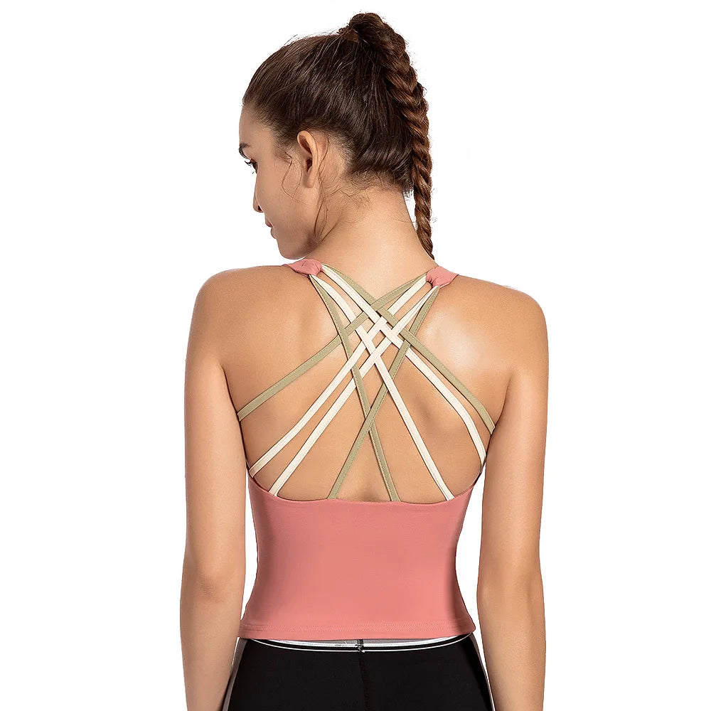 Women Yoga Back Strap Top