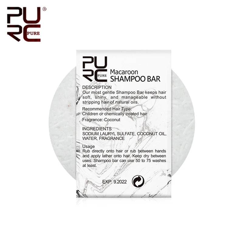 PURC Macaroon Shampoo Bar Soap Organic Natural Handmade Hair Shampoo Shiny Hair & Scalp Treatment Repair Solid Shampoo Bar 60G