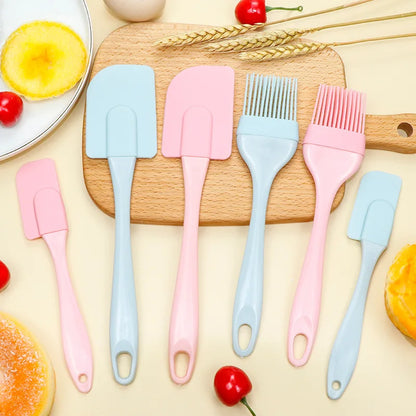 3Pcs Non-Stick Silicone Cream Scraper Bread Cake Butter Spatula Mixer Oil Brush With PP Handle Cake Spatula Kitchen Baking Tool