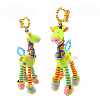 New Soft Cute Giraffe Animal Handbells Rattles Mobile Plush Infant Baby Handle Toys Hot Selling WIth Teether Newborn Baby Gifts