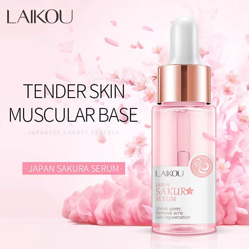 LAIKOU 17ML Japan Sakura Serum Nourish Essense Oil Control Pure 24K Gold Vitamin C Hyaluronic Acid Moisturing Skin Care Facecare