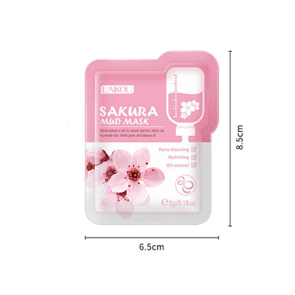 Japan Sakura Mud Face Mask Deep Cleansing Remove Blackheads Oil-Control Clay Mask Moisturizing Packs Facial Skin Care 7pcs