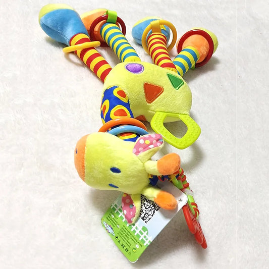 New Soft Cute Giraffe Animal Handbells Rattles Mobile Plush Infant Baby Handle Toys Hot Selling WIth Teether Newborn Baby Gifts