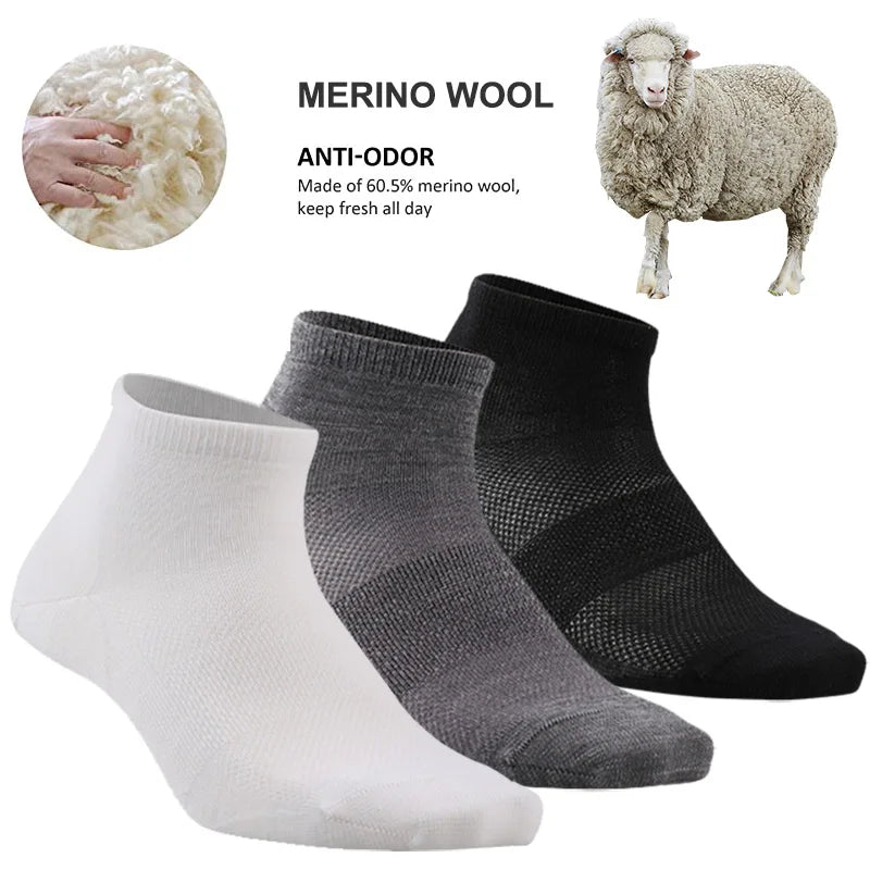 ZEALWOOD Ultra-Light Men's Women's Merino Wool Athletic Socks No Show/ Ankle Breathable Thin Running Tennis Golf Summer 3 Pairs