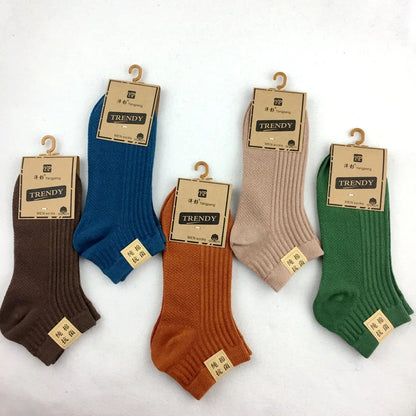 5 Pairs 100 Cotton Socks Women Men Female 1 Set Lot Color Pack Candy Color Ladies Sock Solid Color Invisible Female Sock Unisex