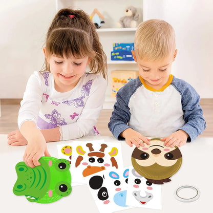 Animal Paper Plate Art Kits Kids DIY 3D Animals Craft Sticker Card Project Teaching Supplies Preschool Toddler Boys Girls