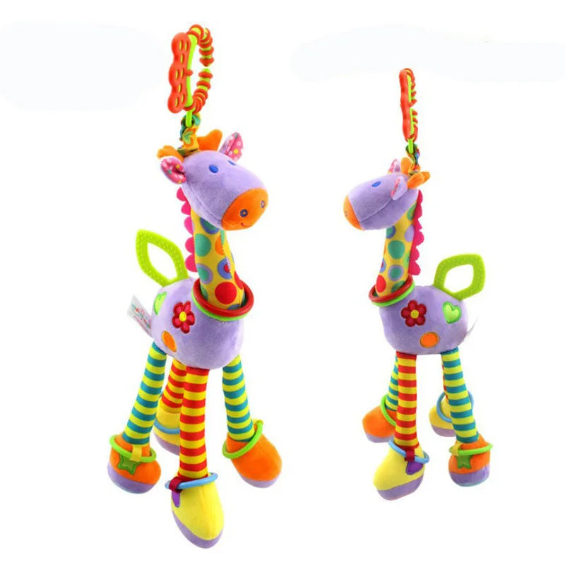 New Soft Cute Giraffe Animal Handbells Rattles Mobile Plush Infant Baby Handle Toys Hot Selling WIth Teether Newborn Baby Gifts