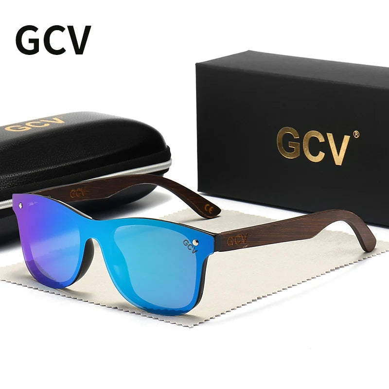 GCV Natural Wooden Photochromic Sunglasses Men Polarized Fashion Sun Glasses Original Wood Oculos De Sol Masculino