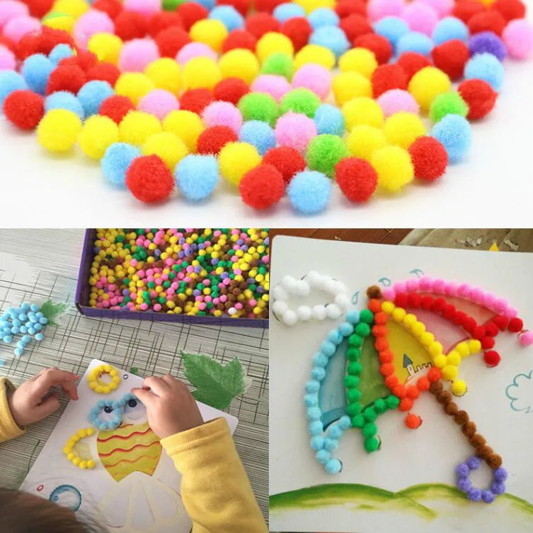 2 Pcs/Set Kids Plush Ball Painting Stickers Creative DIY Handmade Material Educational Toys Children Cartoon Puzzles Crafts Toy