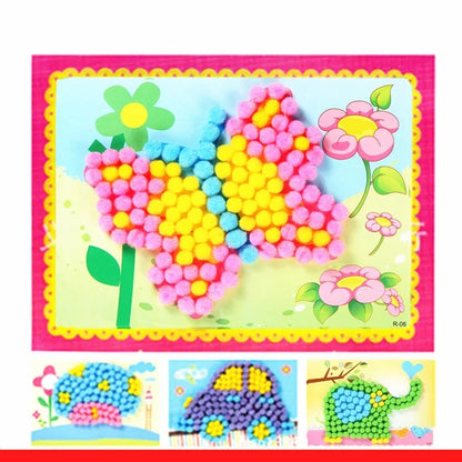 2 Pcs/Set Kids Plush Ball Painting Stickers Creative DIY Handmade Material Educational Toys Children Cartoon Puzzles Crafts Toy