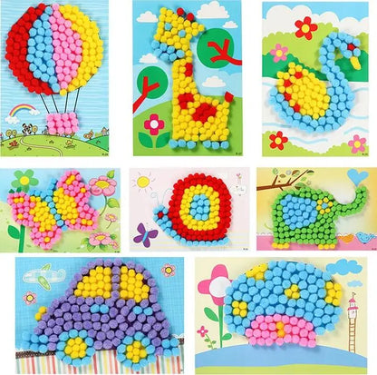 2 Pcs/Set Kids Plush Ball Painting Stickers Creative DIY Handmade Material Educational Toys Children Cartoon Puzzles Crafts Toy